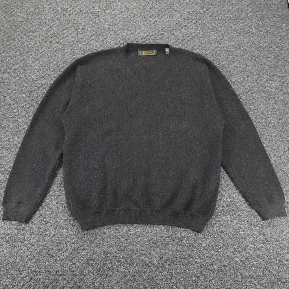 Peru Unlimited Sweater Mens L Gray Baby Alpaca Wool V Neck Pullover Knitwear